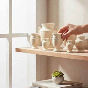 1 Vintage Ivory Ceramic Miniature Urn Vase With Handles Made In Czechoslovakia